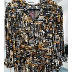 COCOON Black/Orange/White Blouse  (2X) NWT